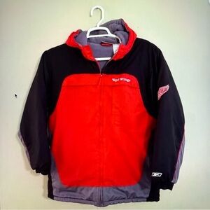 Reebok vintage youth, XL, detroit red wings NHL red, black parka winter coat